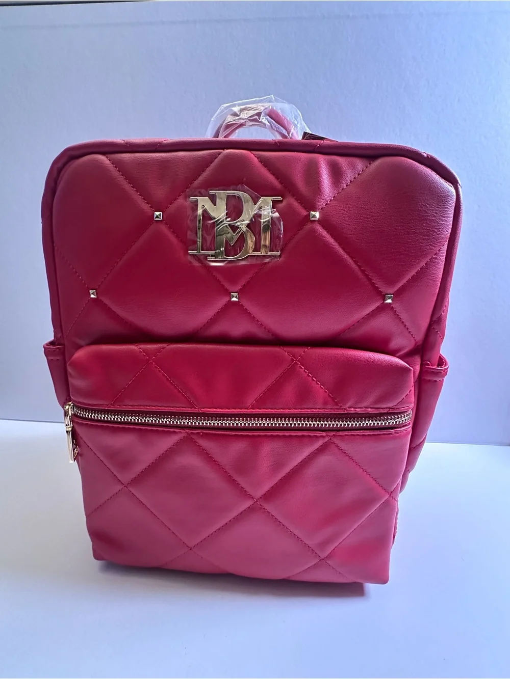 RED NWT Badgley Mischka Diamond-Quilted Vegan Leather Laptop Backpack